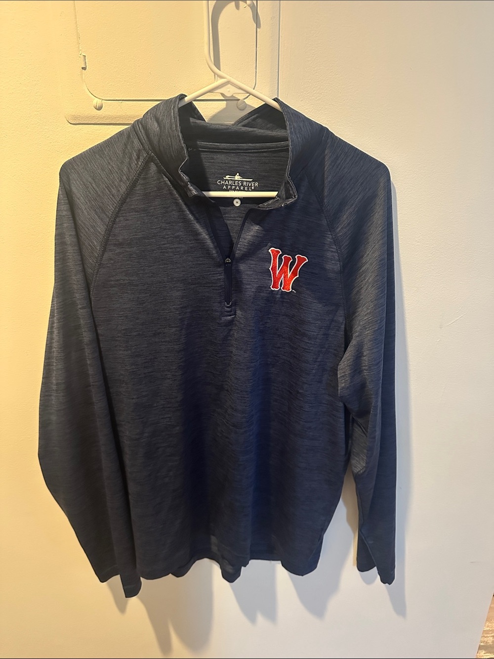 Charles River Apparel Navy Quarter-Zip Pullover with Red 'W' Patch